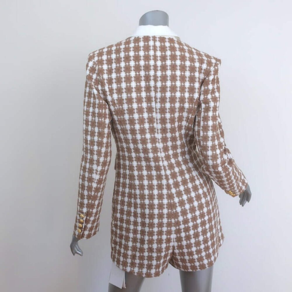 Endless Rose Houndstooth Blazer Romper Beige/White Tweed Size Small NEW - Picture 5 of 8